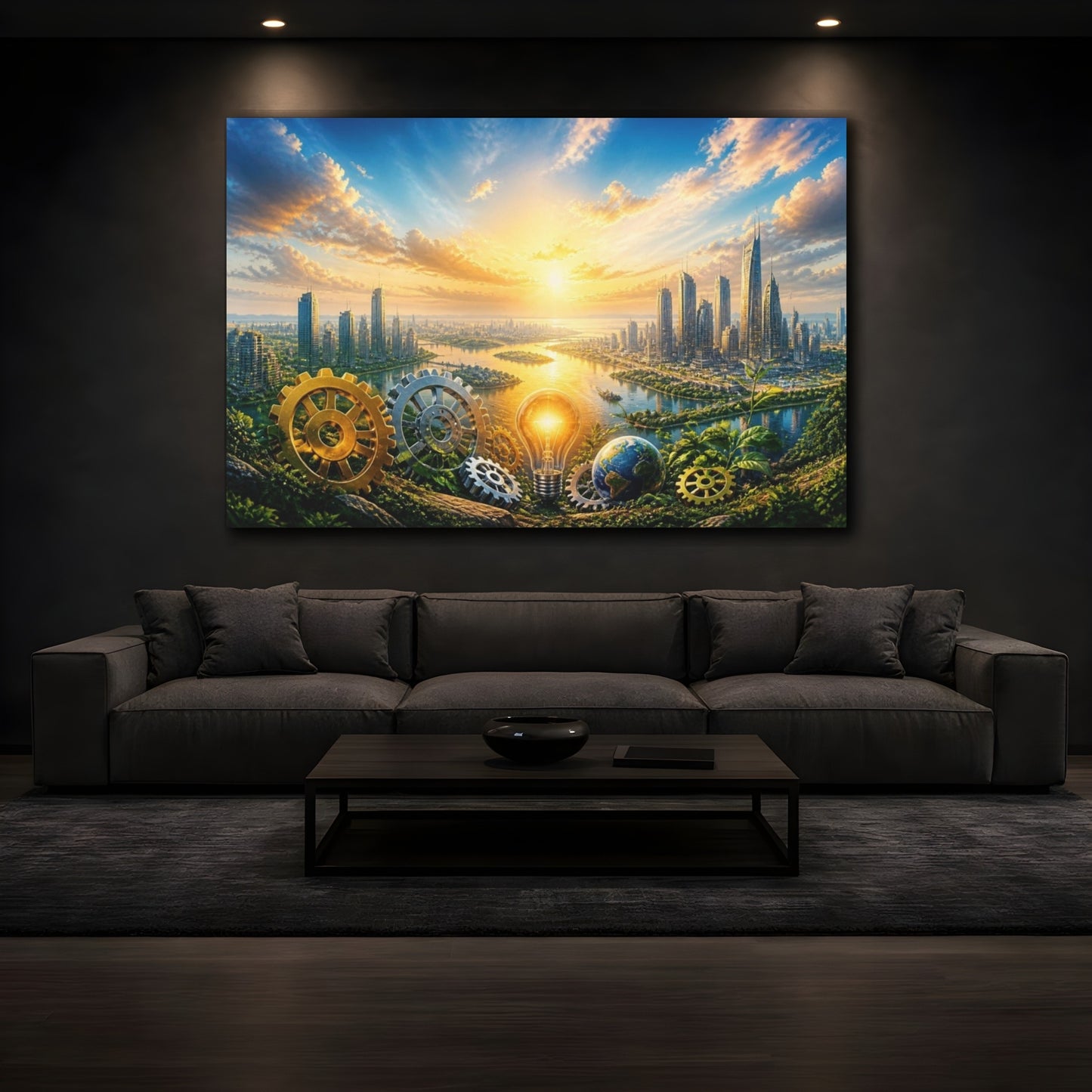 Mockup 3. Dawn Of Innovation shown as canvas print