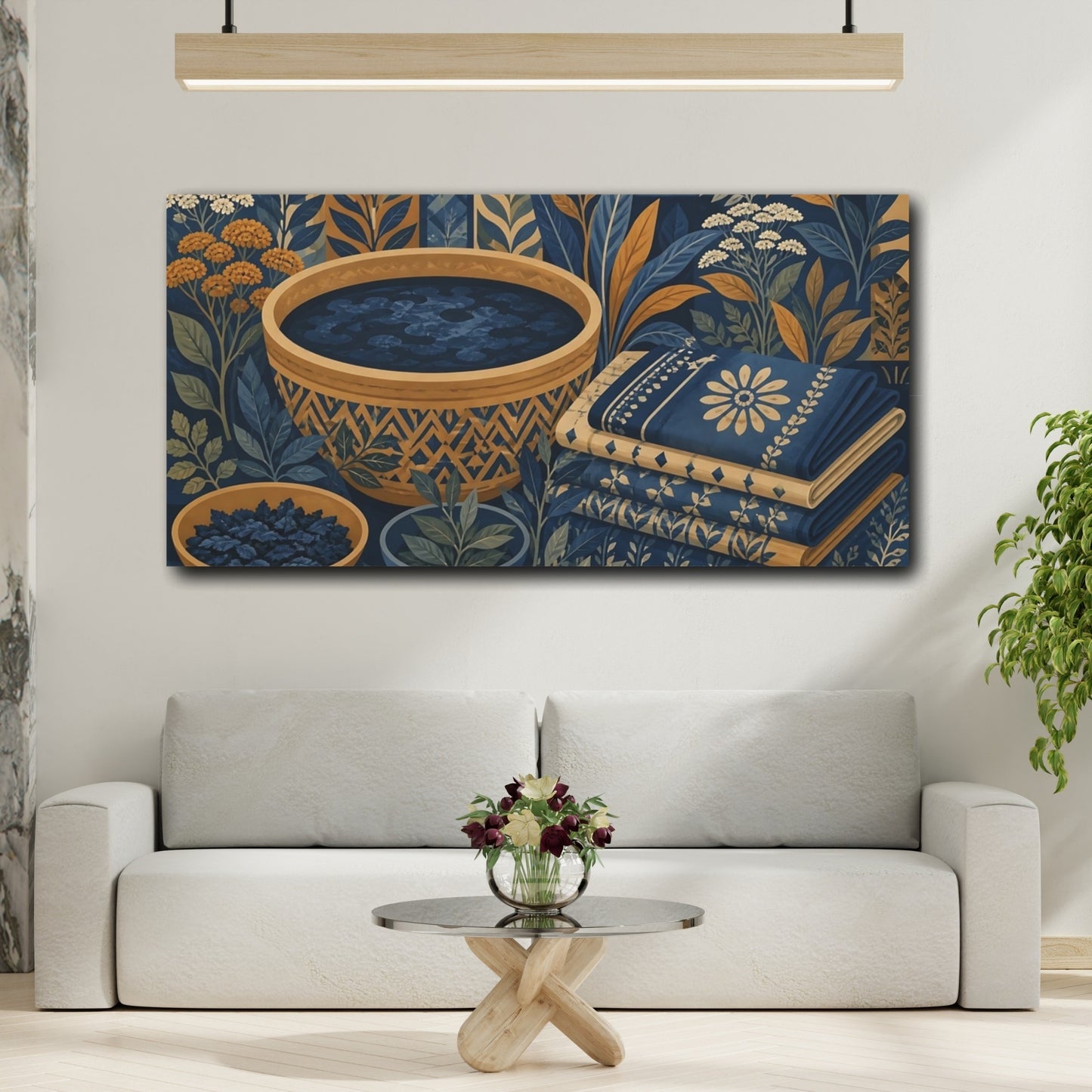 Mockup 2. Decorative Bowl Floral Botanical Spa shown as canvas print