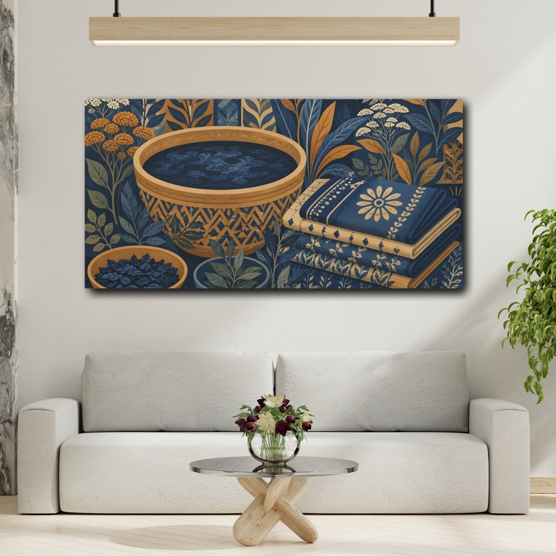 Mockup 2. Decorative Bowl Floral Botanical Spa shown as canvas print