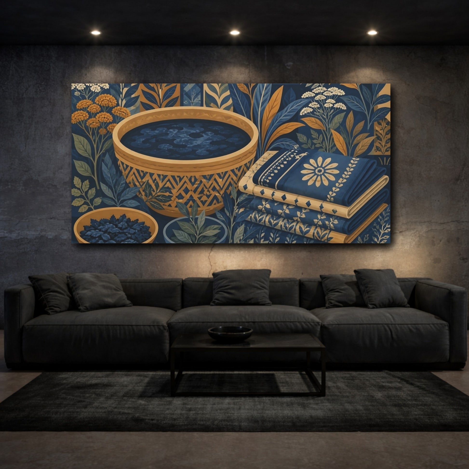 Mockup 3. Decorative Bowl Floral Botanical Spa shown as canvas print