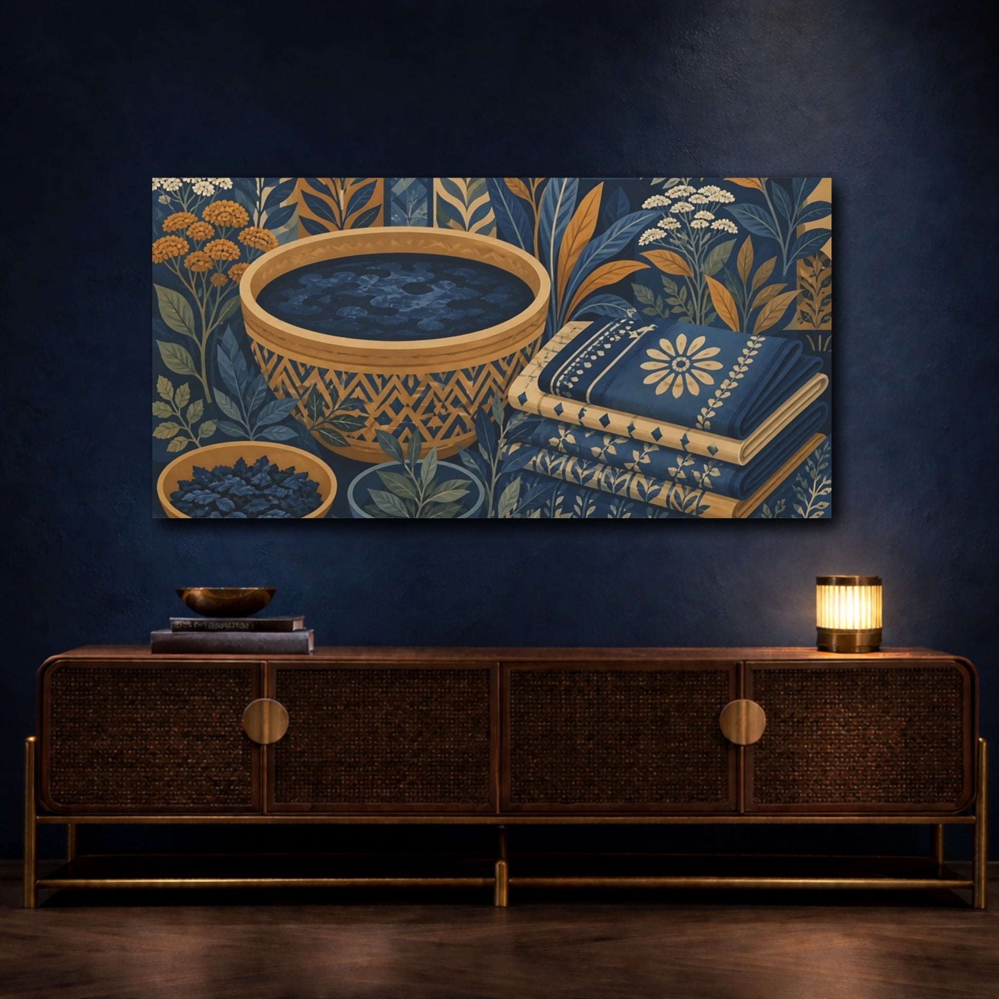 Mockup 4. Decorative Bowl Floral Botanical Spa shown as canvas print