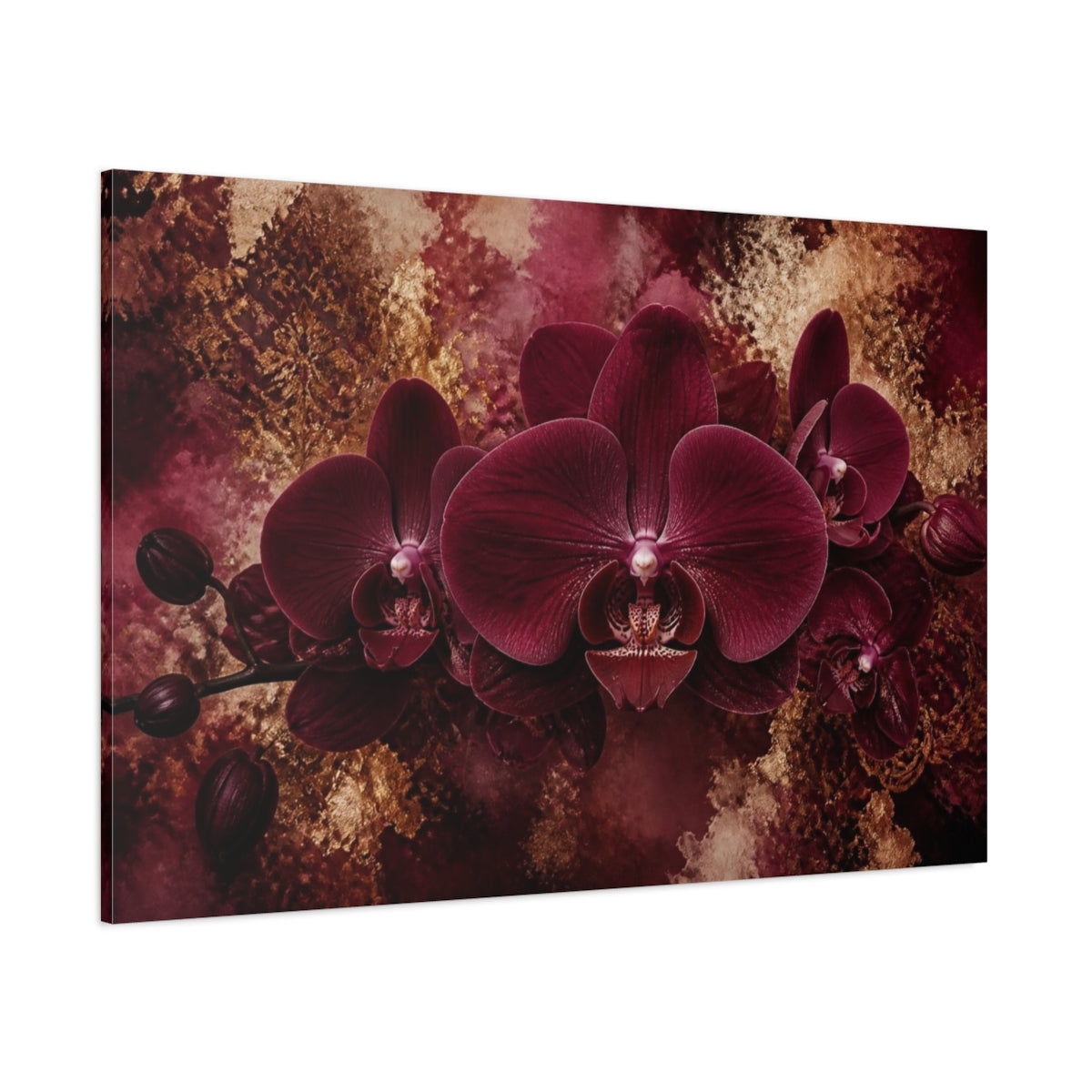 Side Mockup 1. Deep Burgundy Orchid shown as canvas print