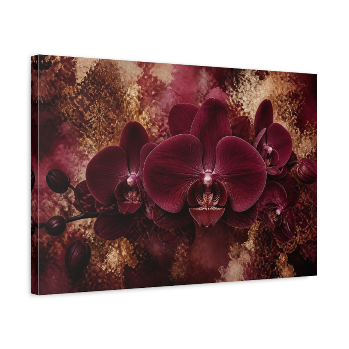 Side Mockup 3. Deep Burgundy Orchid shown as canvas print