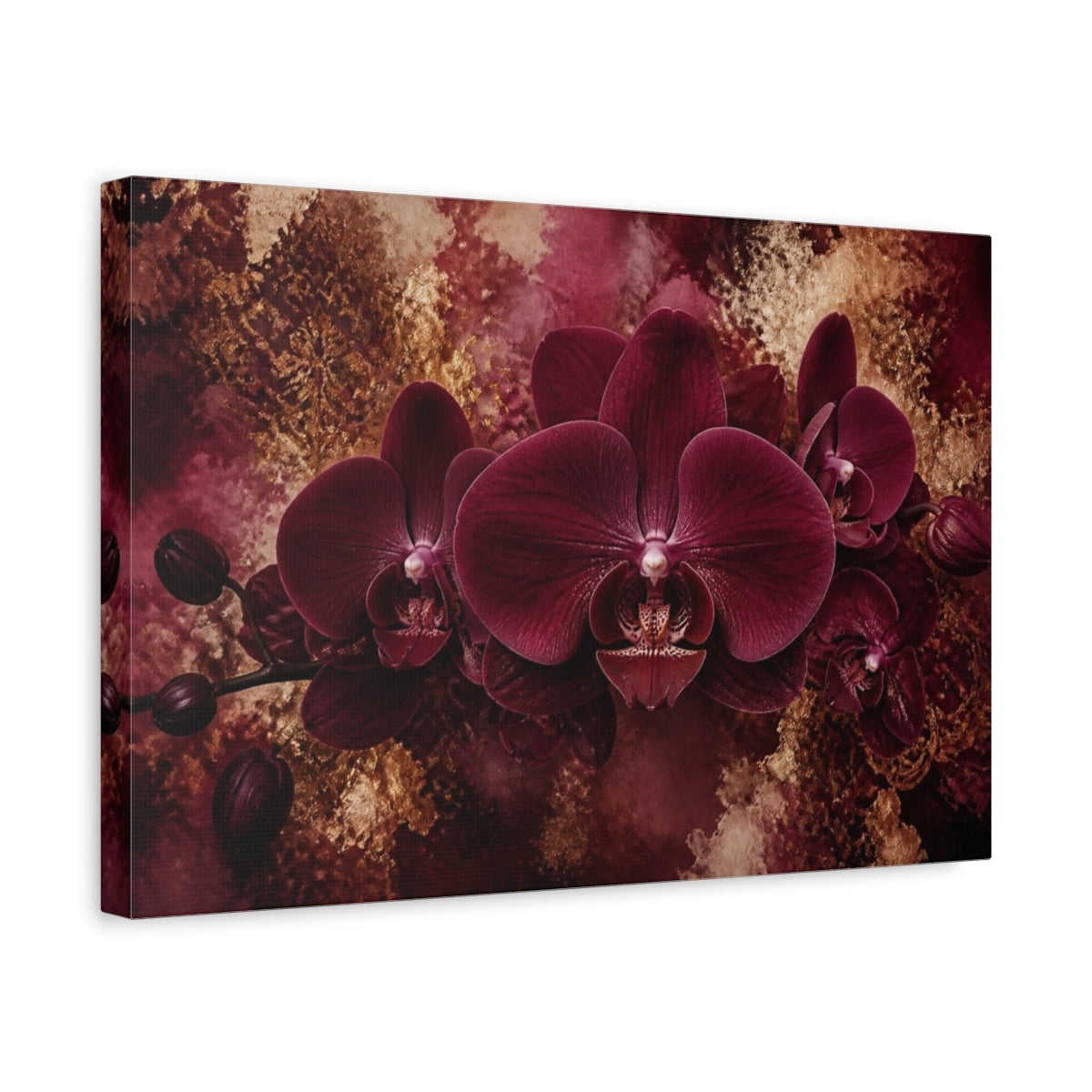 Side Mockup 4. Deep Burgundy Orchid shown as canvas print