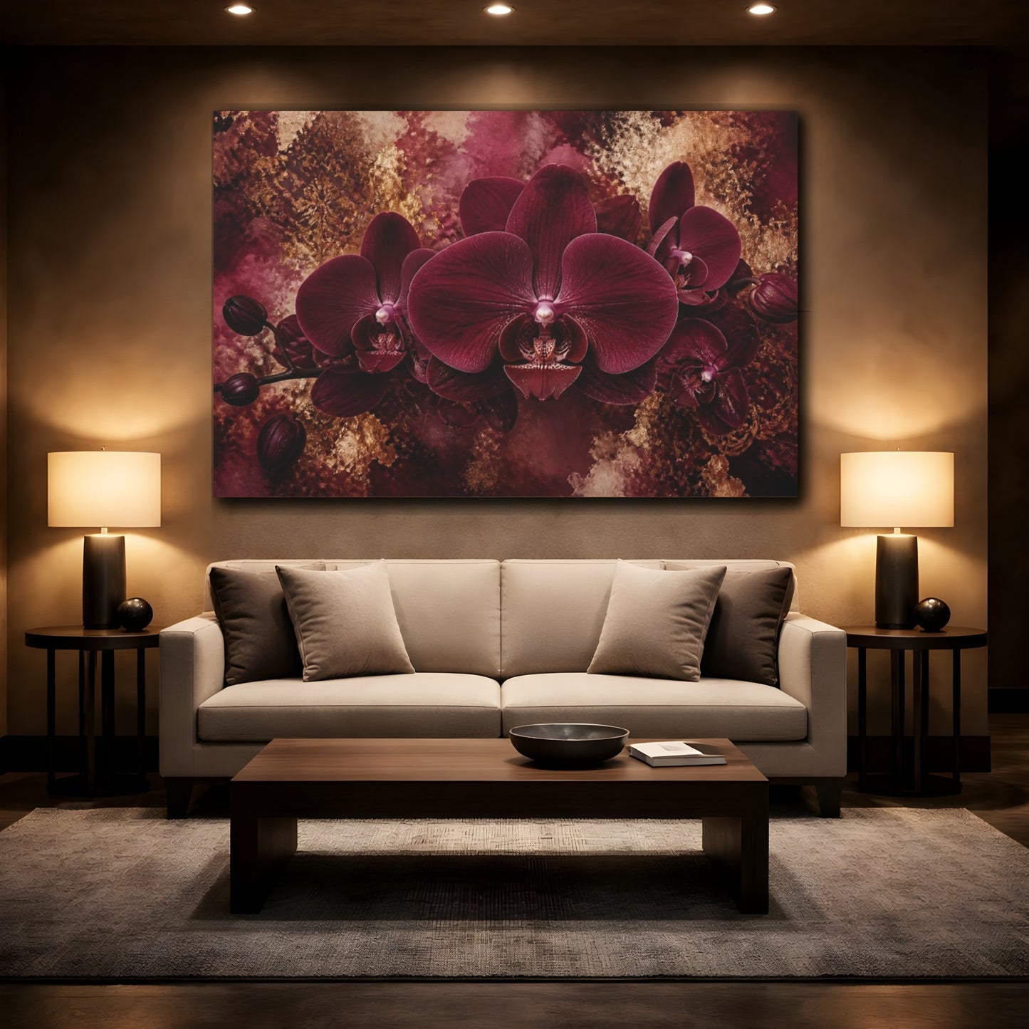 Mockup 2. Deep Burgundy Orchid shown as canvas print