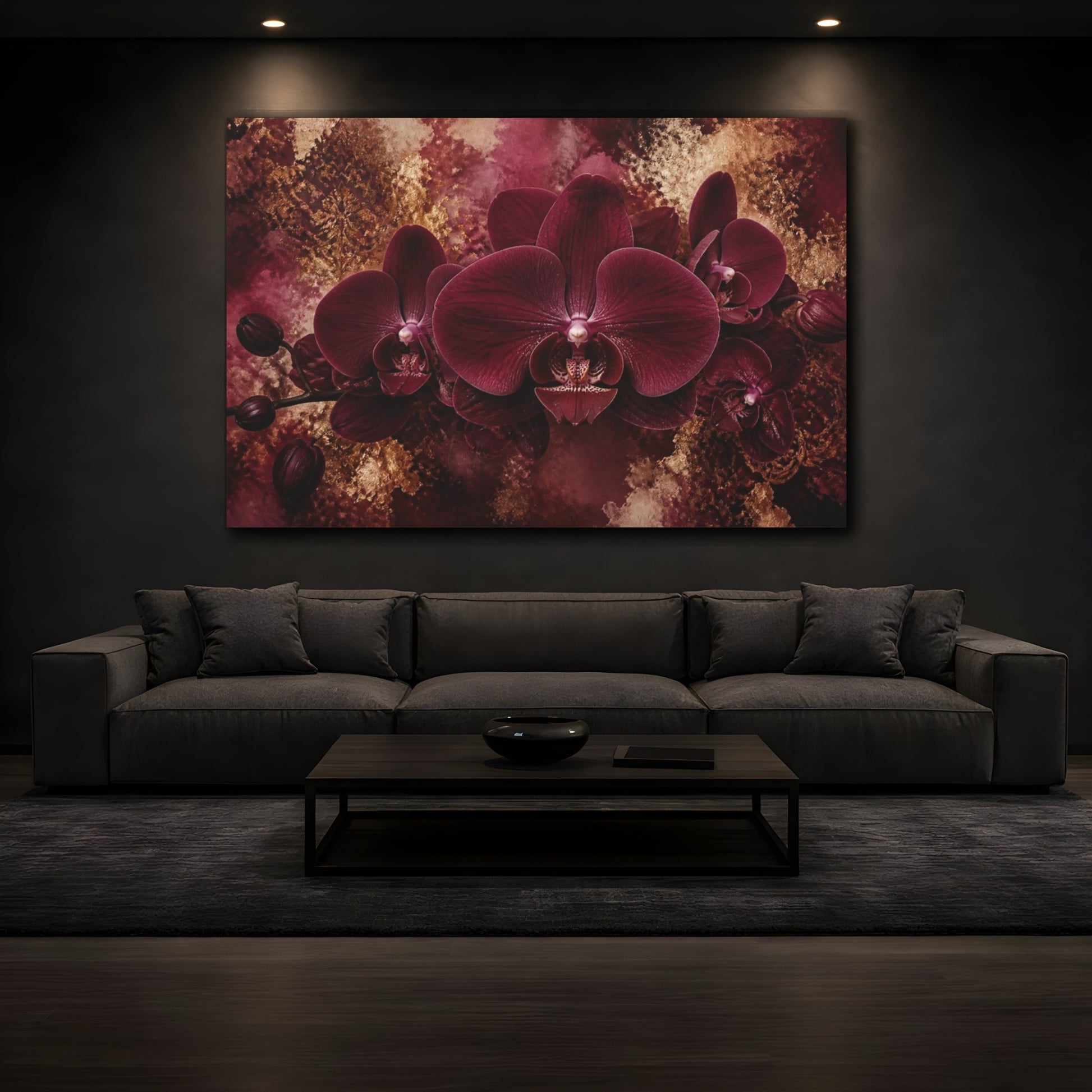 Mockup 3. Deep Burgundy Orchid shown as canvas print