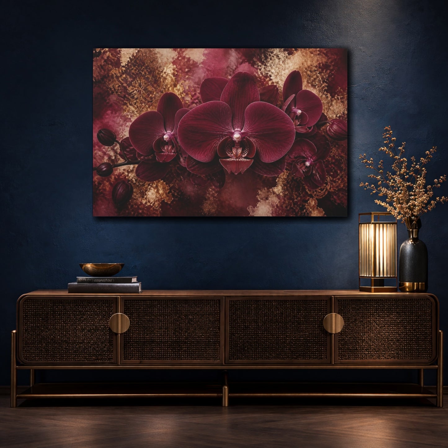 Mockup 4. Deep Burgundy Orchid shown as canvas print