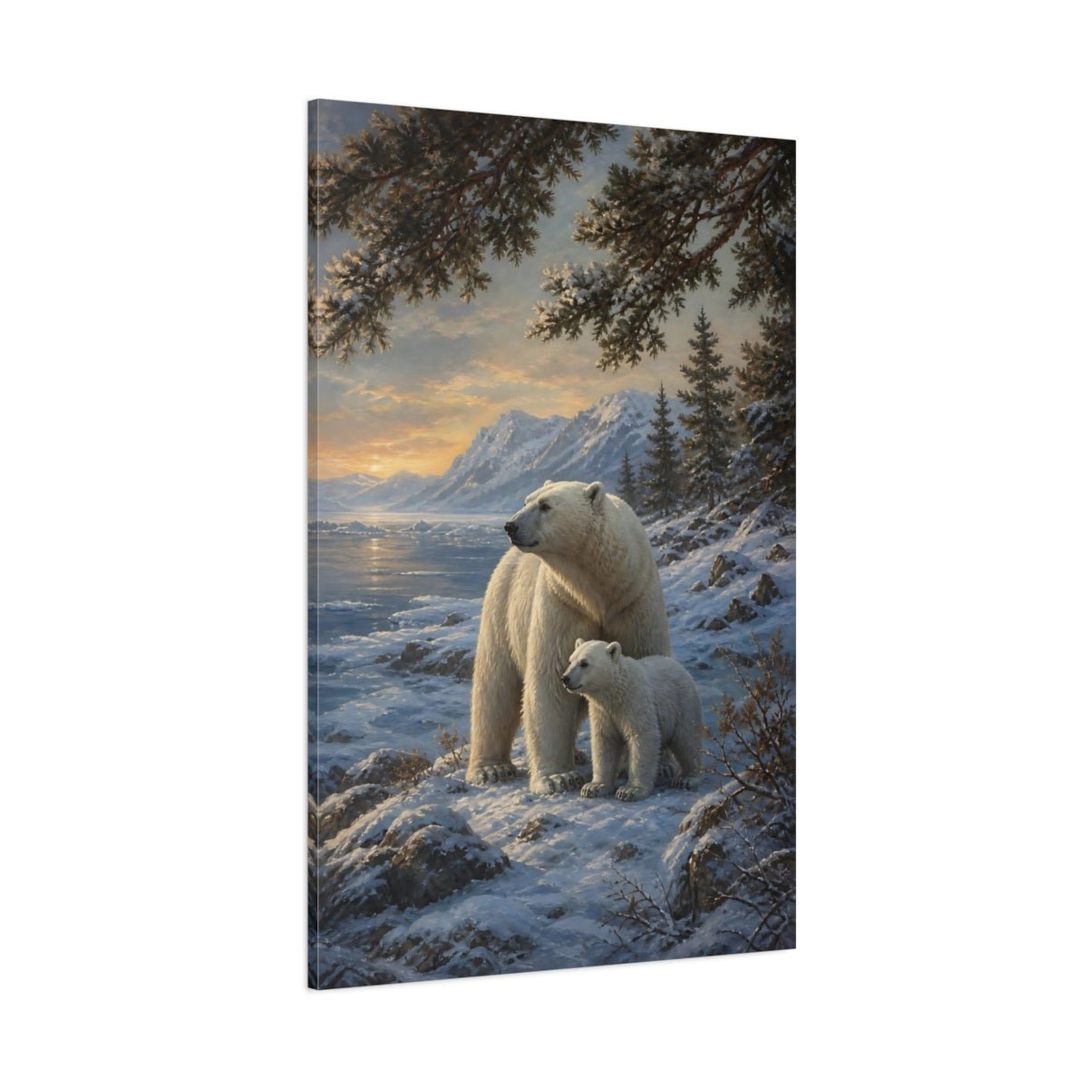 Deep Toned Wilderness Oil Painting Polar Canvas Wall Art Print – Realistic Living Room, Above Console Table - YesArtYes