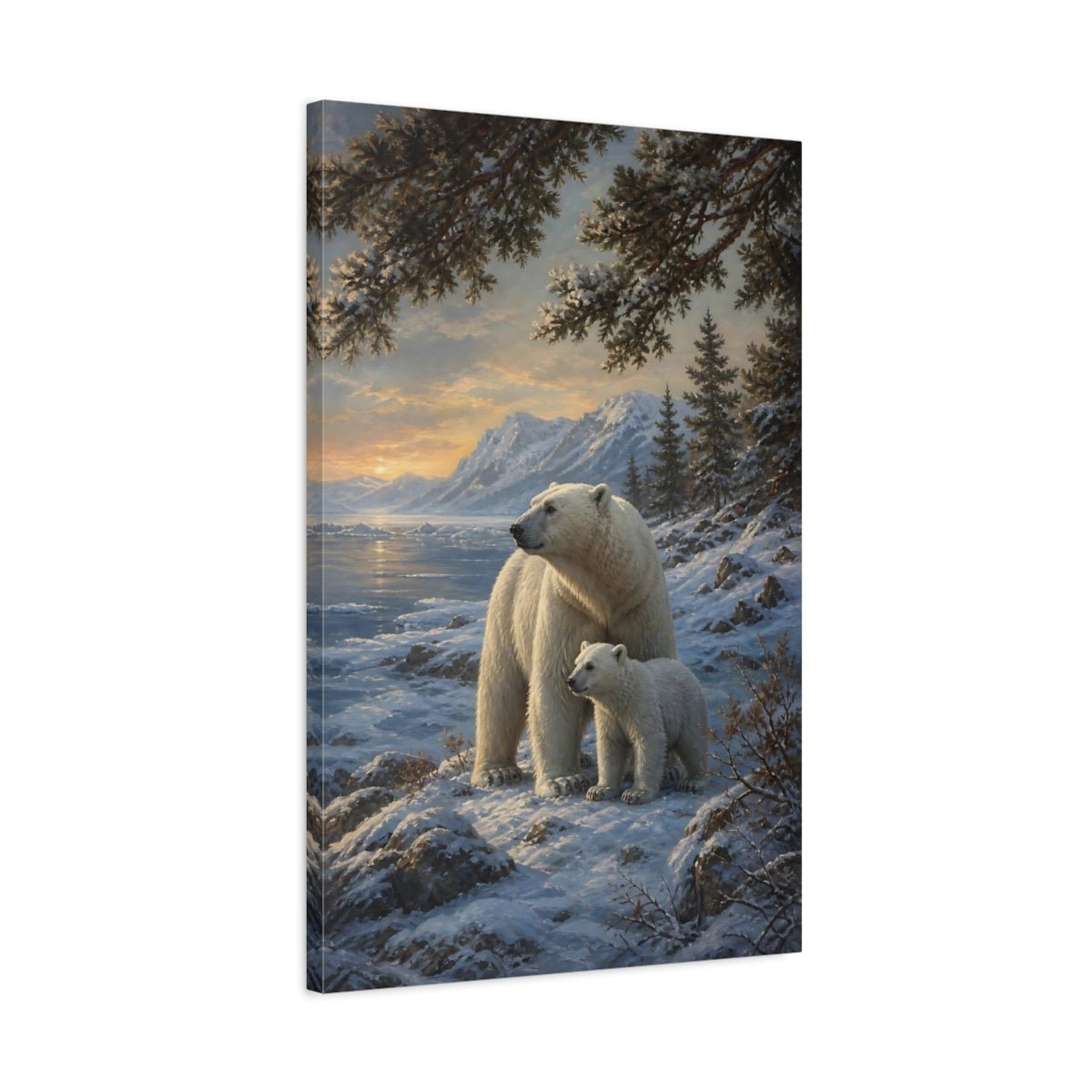 Deep Toned Wilderness Oil Painting Polar Canvas Wall Art Print – Realistic Living Room, Above Console Table - YesArtYes