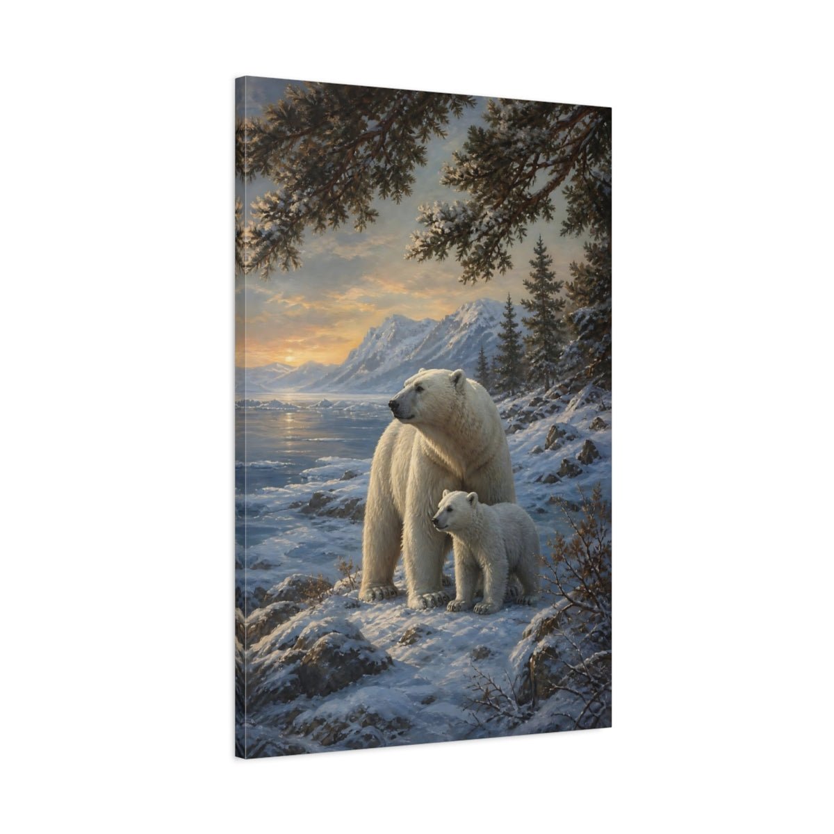 Deep Toned Wilderness Oil Painting Polar Canvas Wall Art Print – Realistic Living Room, Above Console Table - YesArtYes