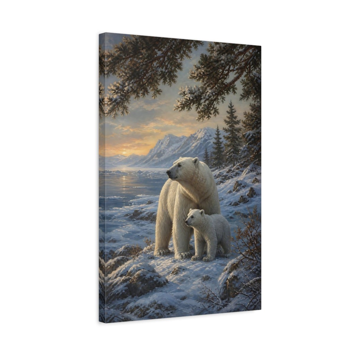 Deep Toned Wilderness Oil Painting Polar Canvas Wall Art Print – Realistic Living Room, Above Console Table - YesArtYes