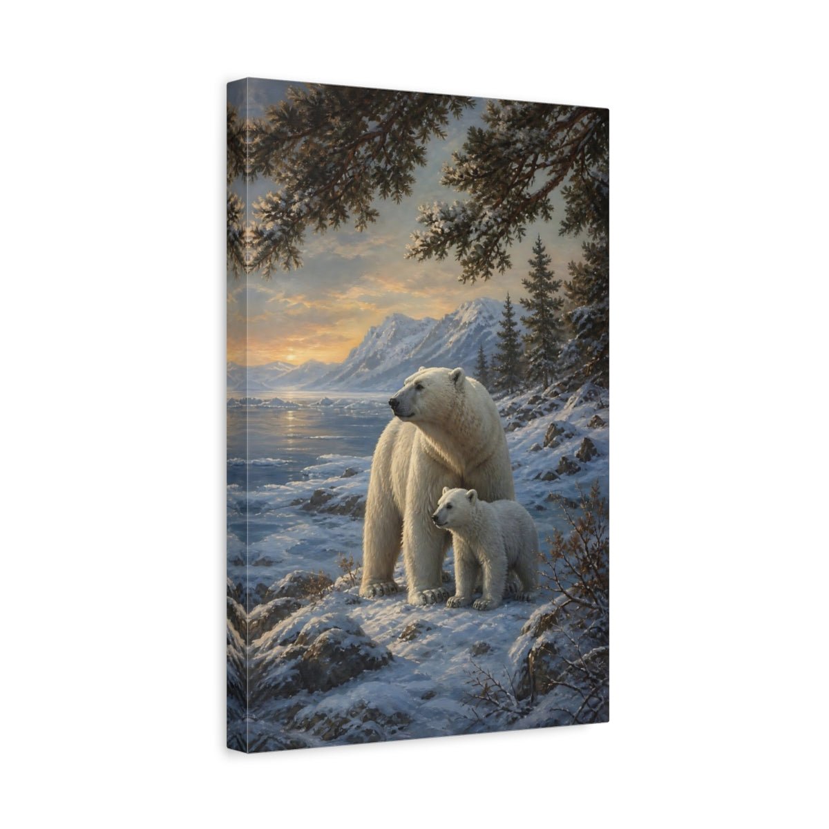 Deep Toned Wilderness Oil Painting Polar Canvas Wall Art Print – Realistic Living Room, Above Console Table - YesArtYes
