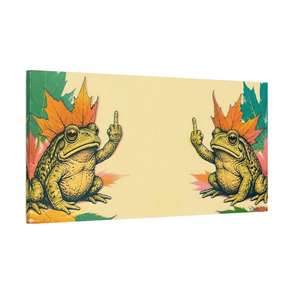 Main Mockup. Defiant Toad Duo shown as canvas print