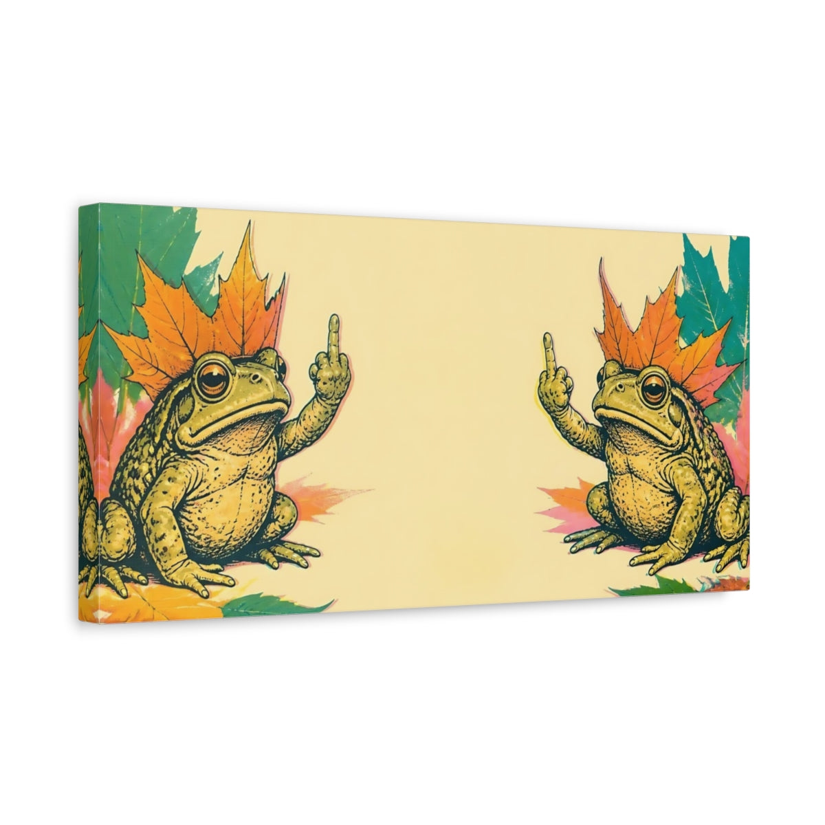 Side Mockup 3. Defiant Toad Duo shown as canvas print