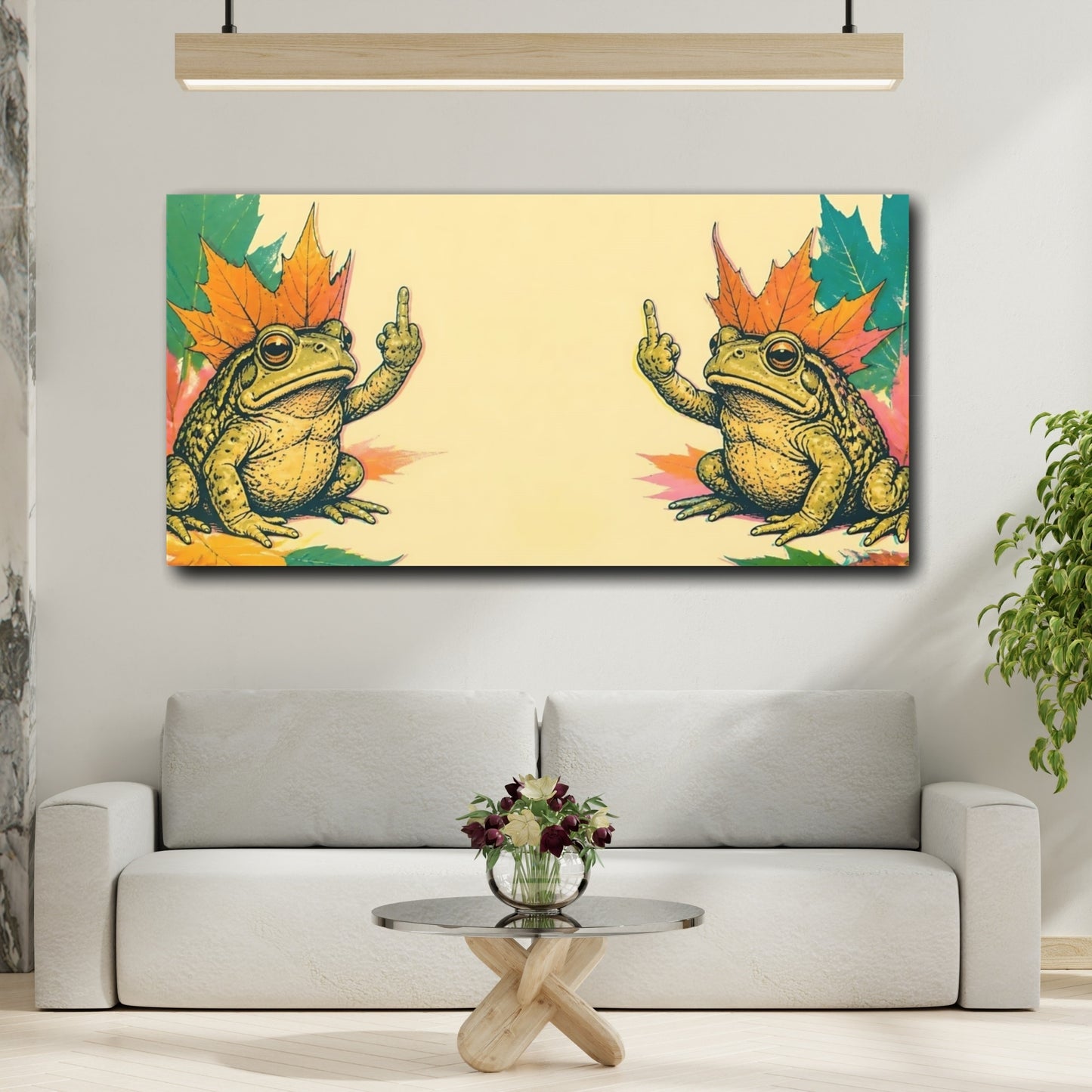 Mockup 2. Defiant Toad Duo shown as canvas print