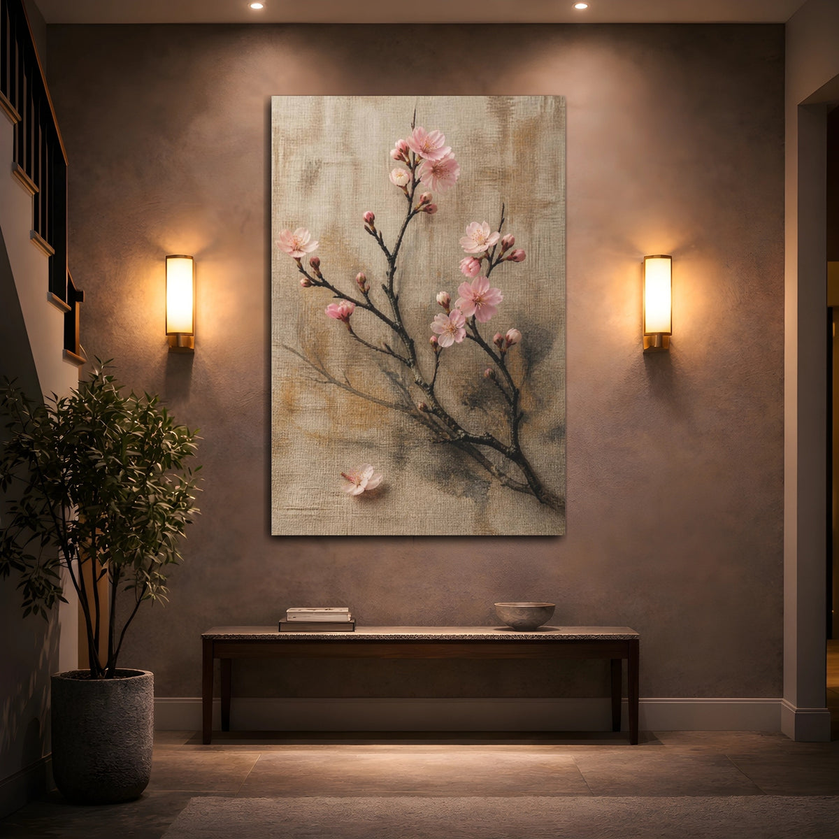 Mockup 2. Delicate Cherry Blossom Branch shown as canvas print