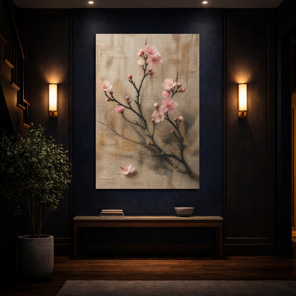 Mockup 4. Delicate Cherry Blossom Branch shown as canvas print