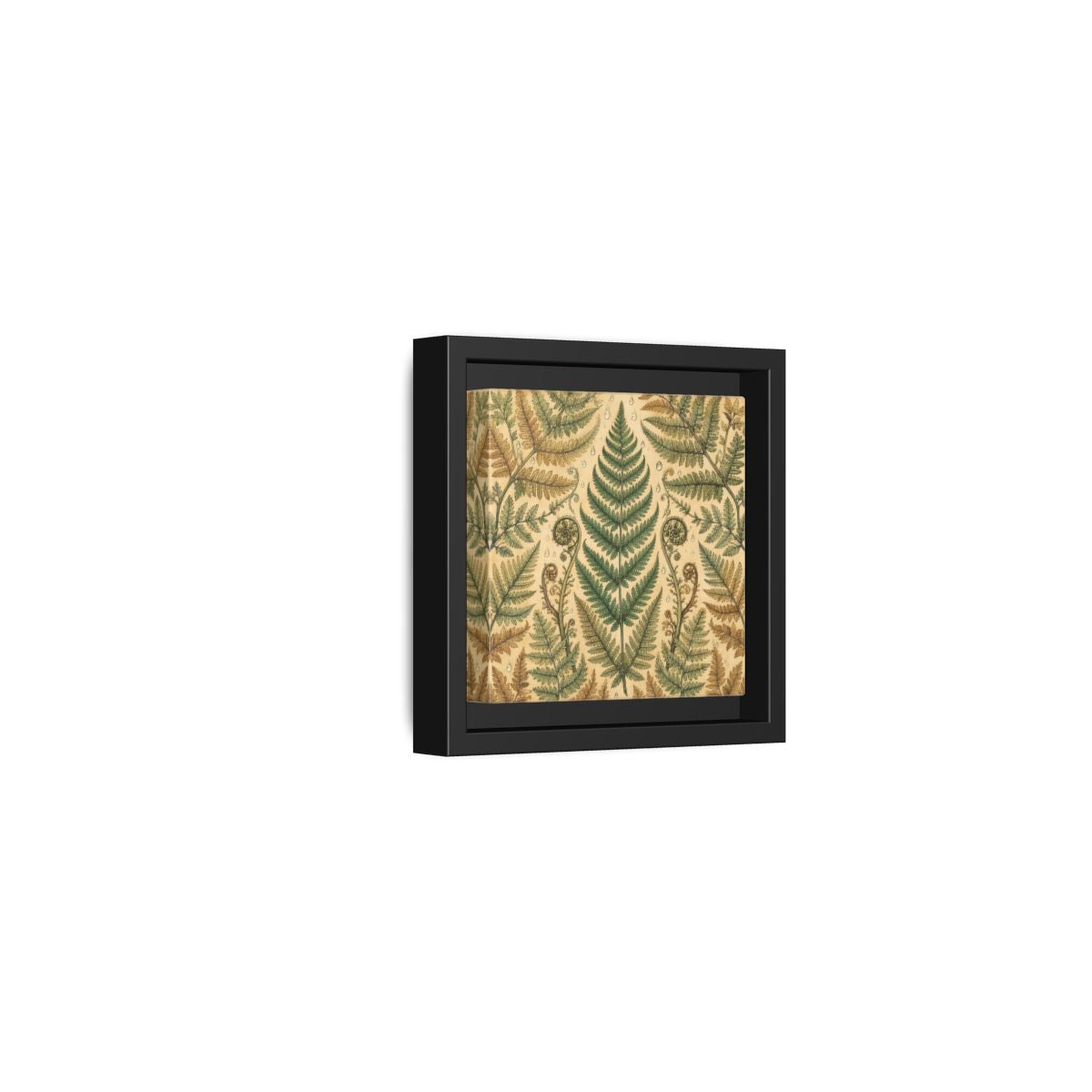 Side Mockup 24. Delicate Hand-Drawn Illustration Fern Leaves With Rain Drops shown as stretched canvas wall art