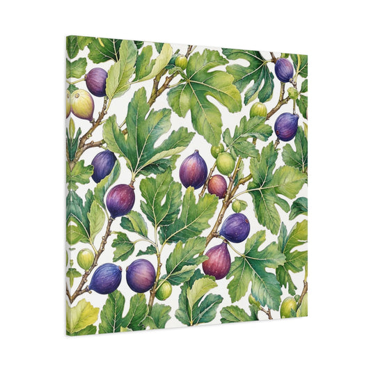 Main Mockup. Delicate Hand-Drawn Illustration Fig Leaves Near Whitewashed Wall shown as stretched canvas wall art