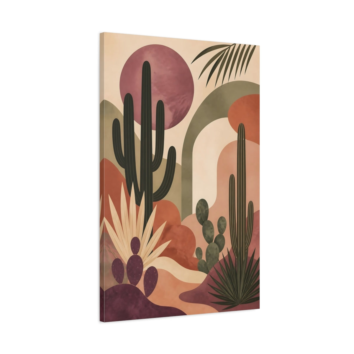 Main Mockup. Desert Cactus Sunset shown as canvas print