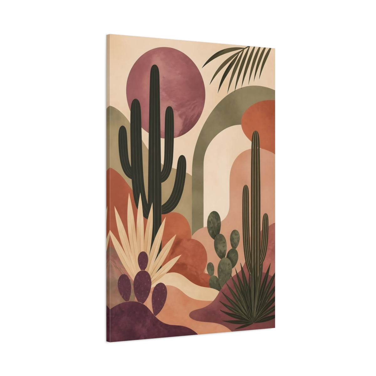 Side Mockup 1. Desert Cactus Sunset shown as canvas print