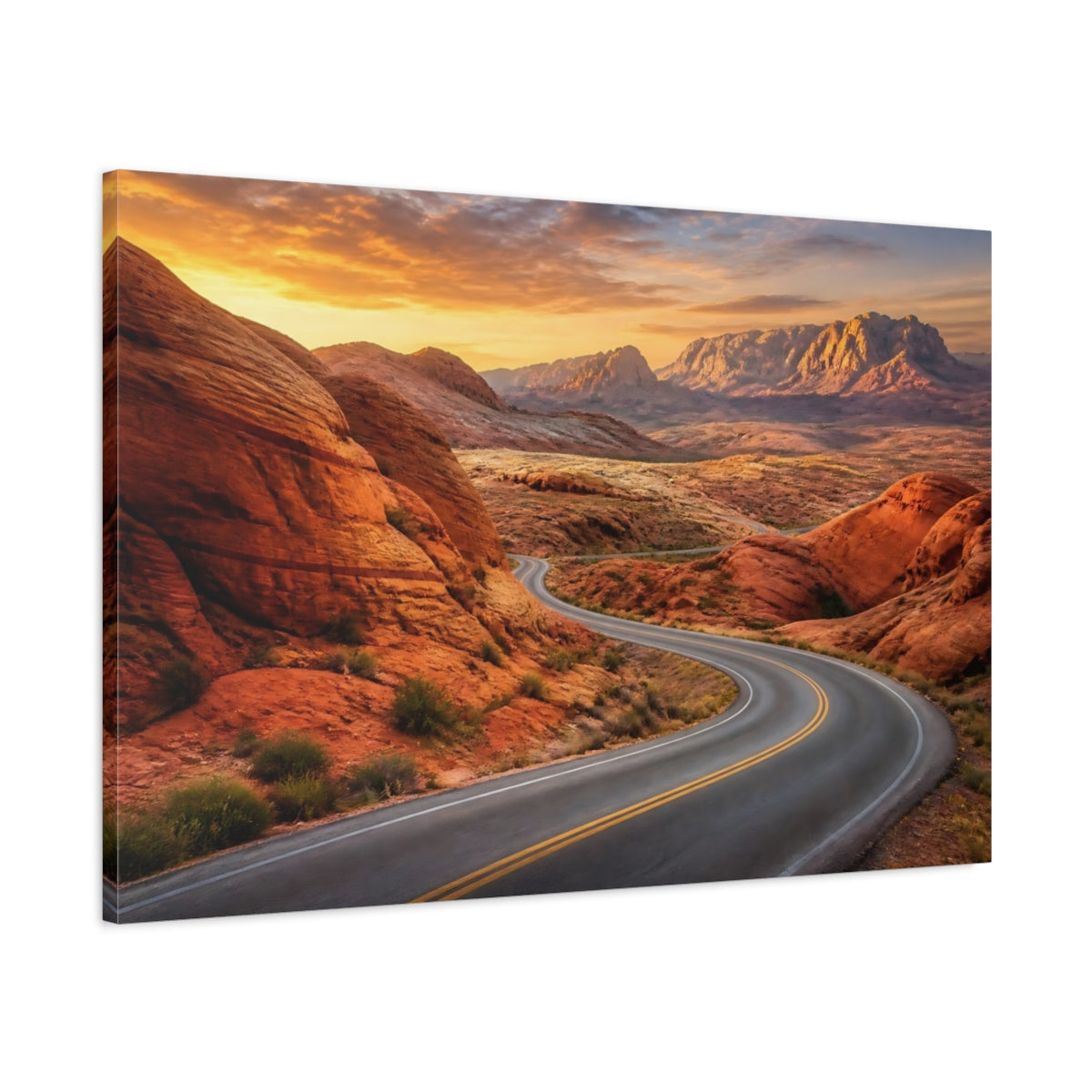 Main Mockup. Desert Road Landscape shown as canvas print