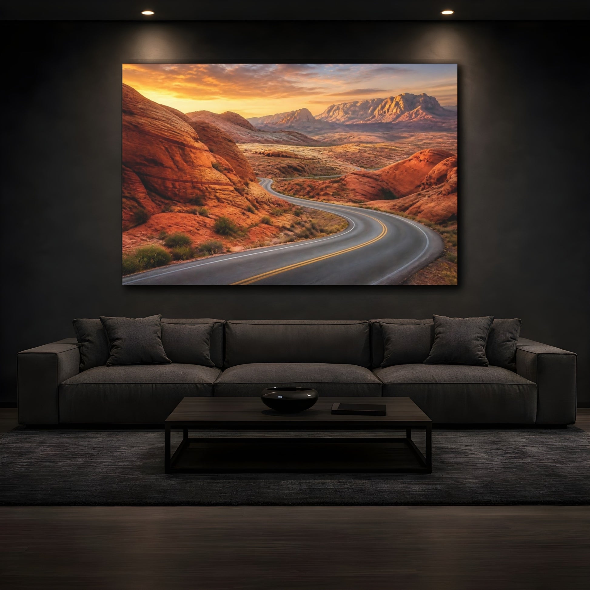 Mockup 3. Desert Road Landscape shown as canvas print