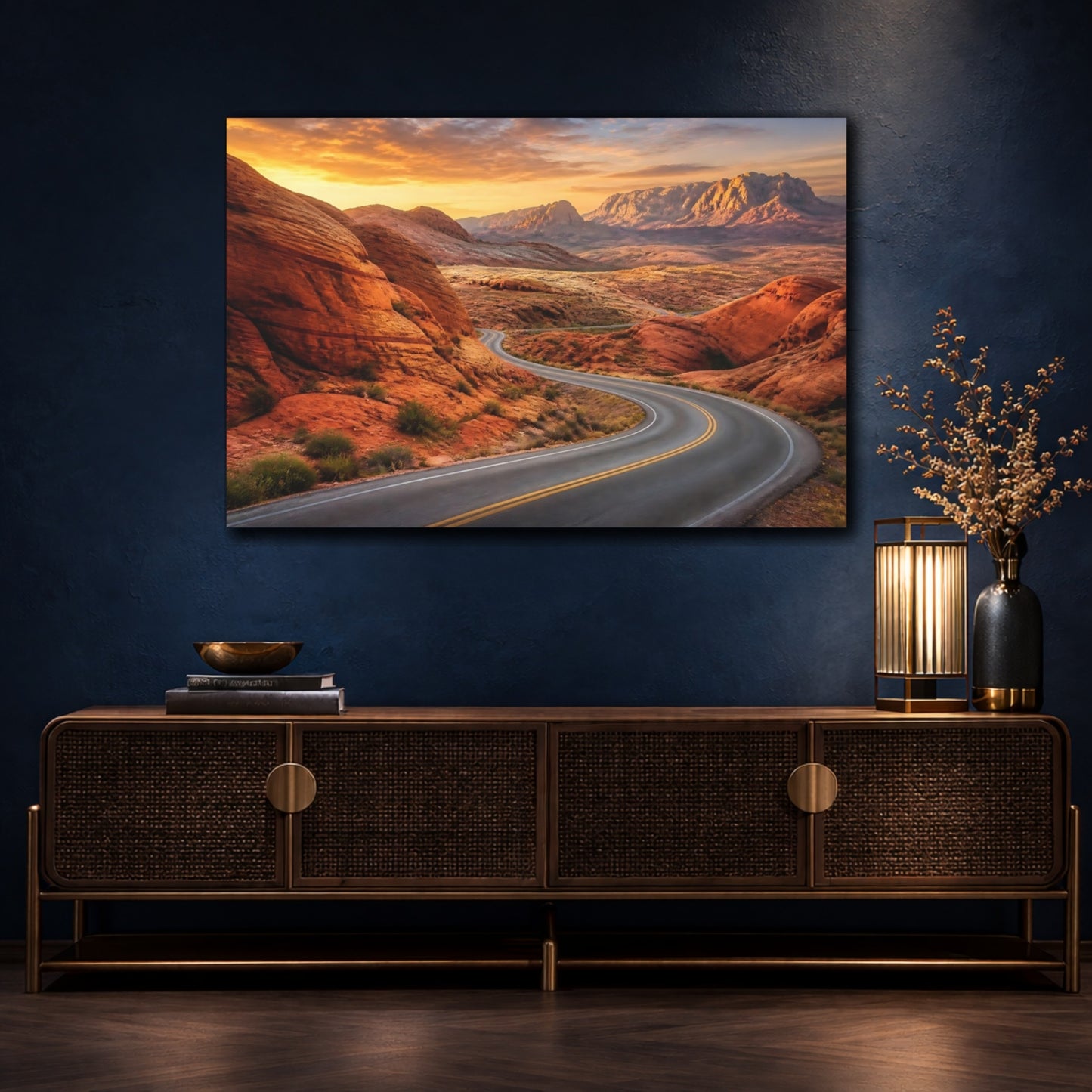 Mockup 4. Desert Road Landscape shown as canvas print