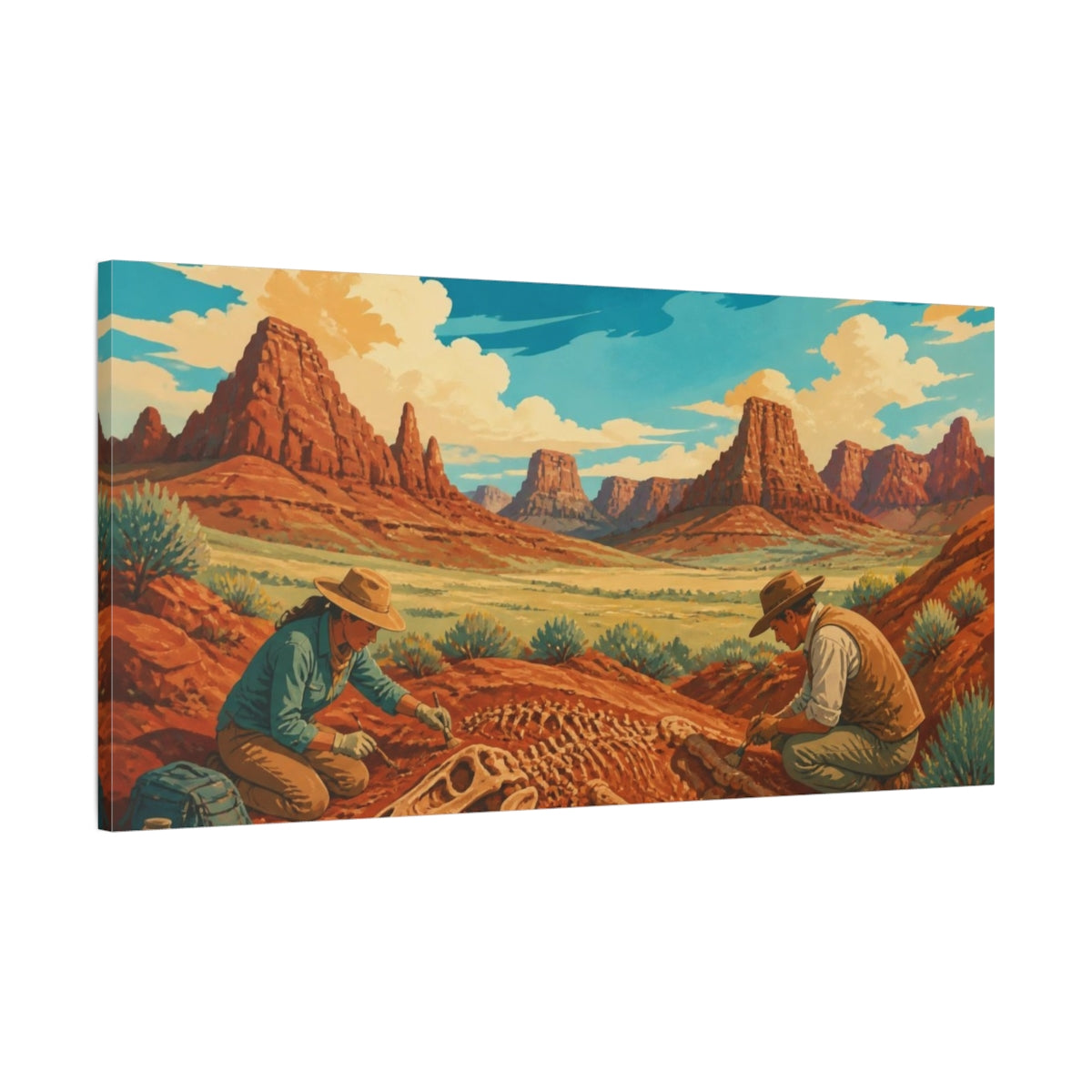 Main Mockup. Dinosaur Fossil Dig shown as canvas print