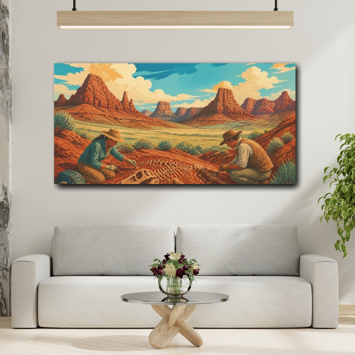 Mockup 2. Dinosaur Fossil Dig shown as canvas print