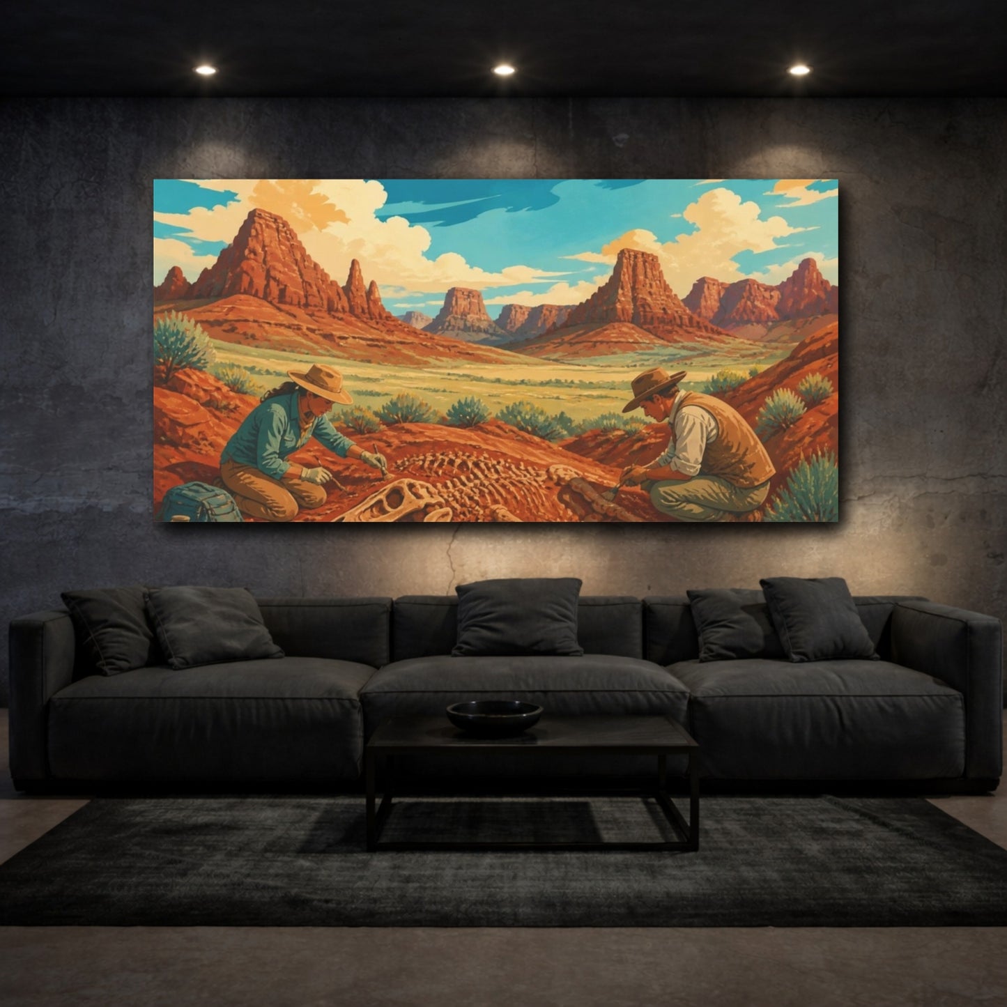 Mockup 3. Dinosaur Fossil Dig shown as canvas print