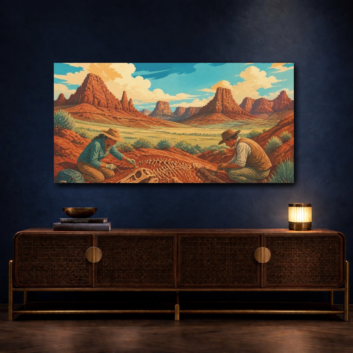Mockup 4. Dinosaur Fossil Dig shown as canvas print