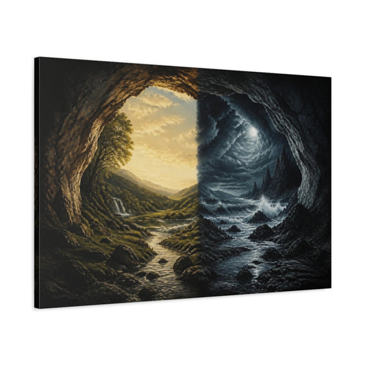 Main Mockup. Divided Day And Night shown as canvas print