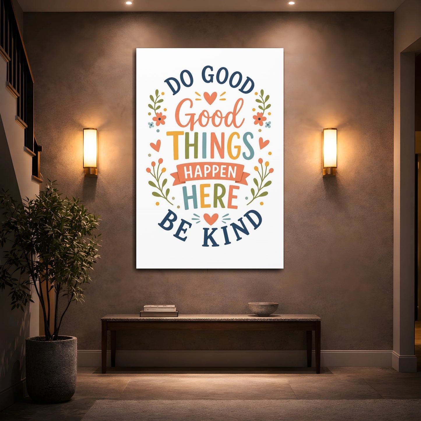 Mockup 2. Do Good Be Kind Quote shown as canvas print