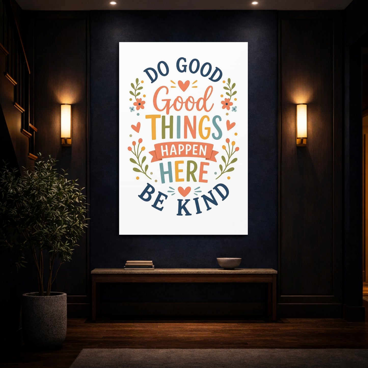 Mockup 4. Do Good Be Kind Quote shown as canvas print