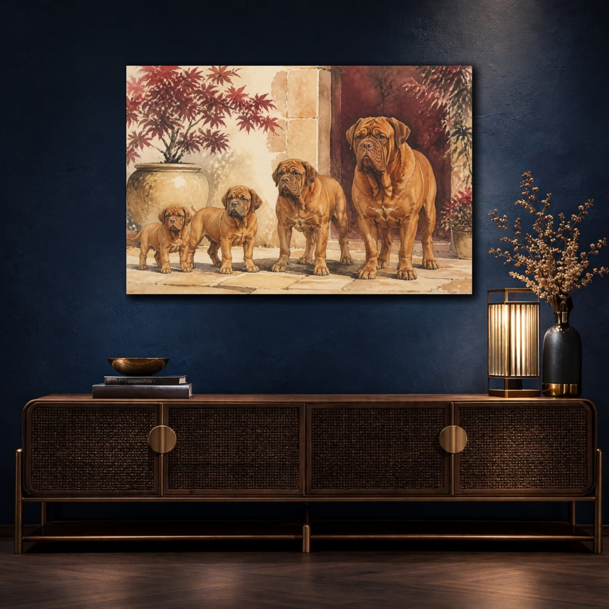 Dogue De Bordeaux Pets Portrait Canvas Print – Entryway, Gallery Wall - YesArtYes