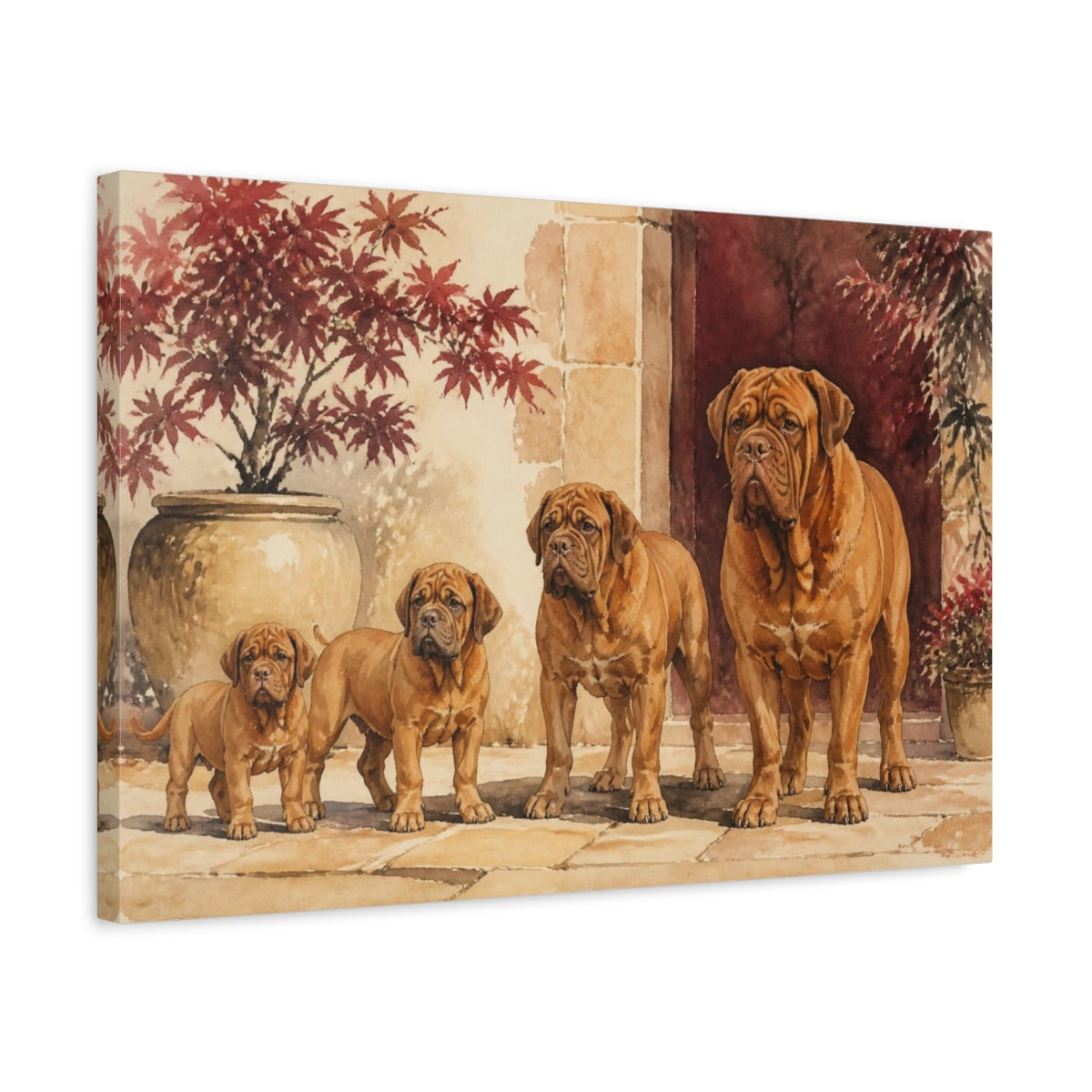 Side Mockup 3. Dogue De Bordeaux Pets Portrait shown as canvas print