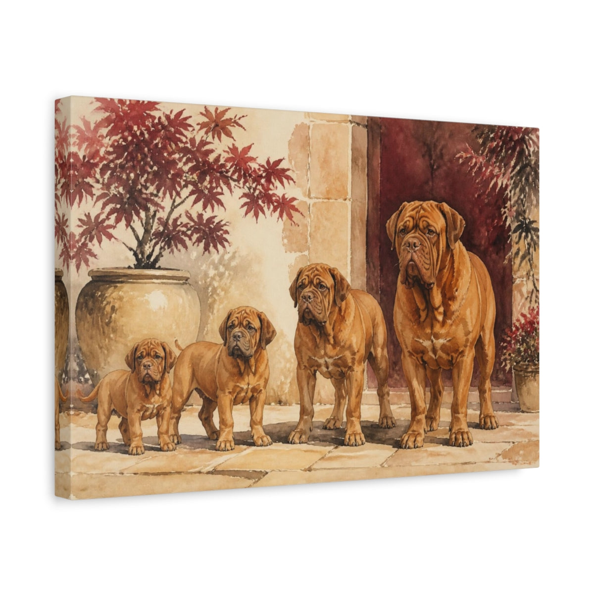 Side Mockup 4. Dogue De Bordeaux Pets Portrait shown as canvas print