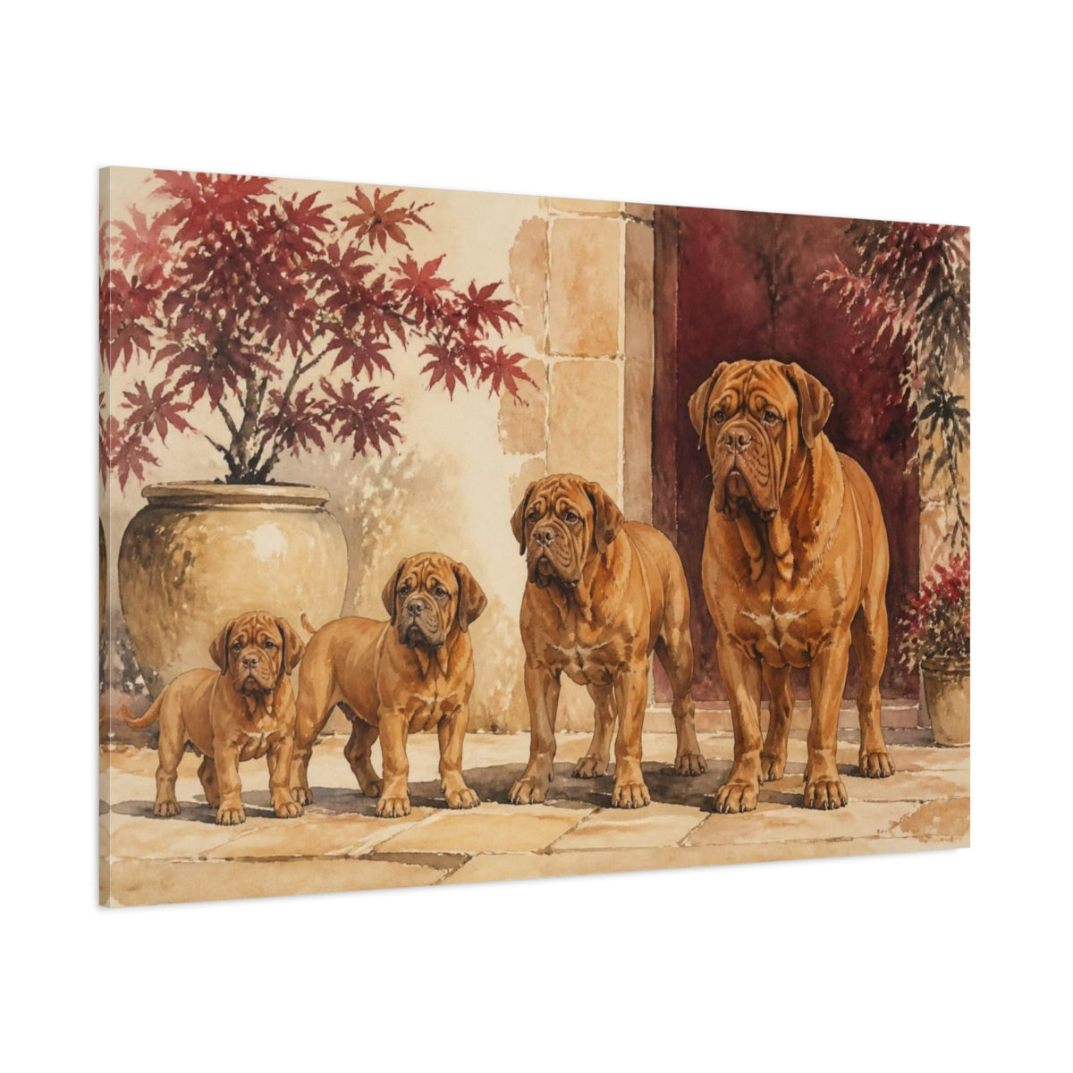 Side Mockup 1. Dogue De Bordeaux Pets Portrait shown as canvas print