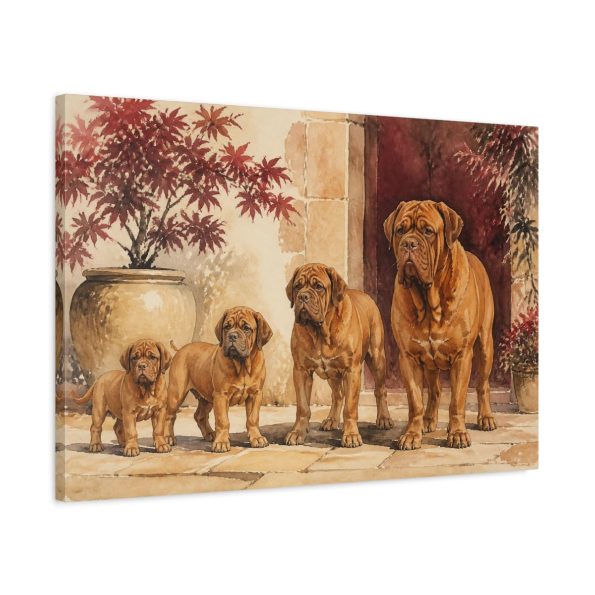Side Mockup 2. Dogue De Bordeaux Pets Portrait shown as canvas print