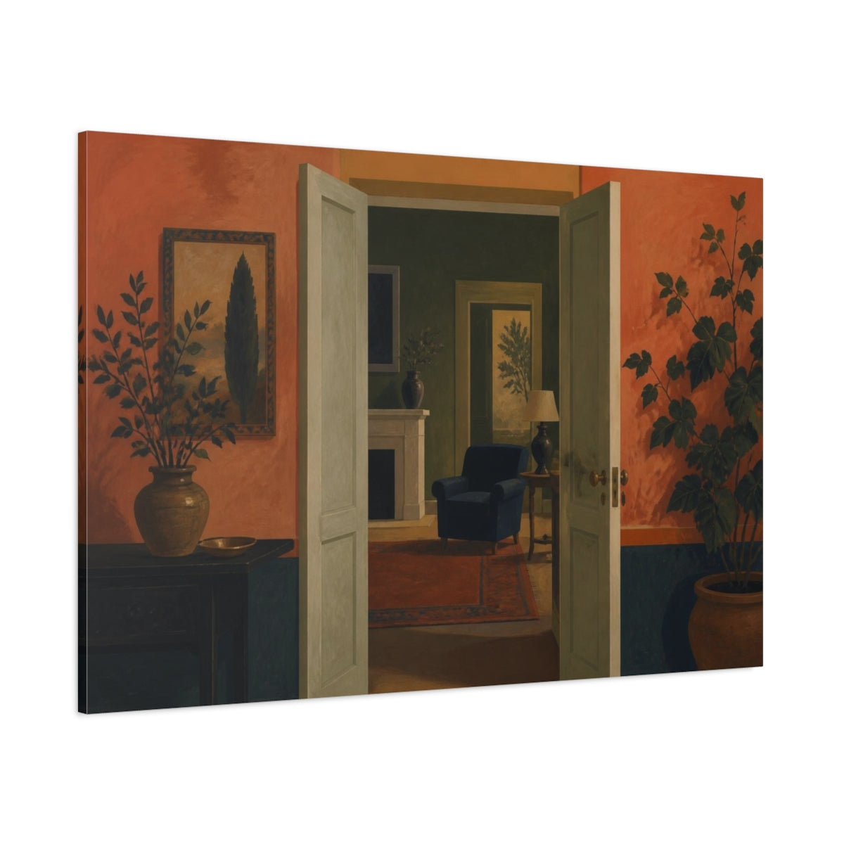 Side Mockup 1. Doorway Illusion shown as canvas print