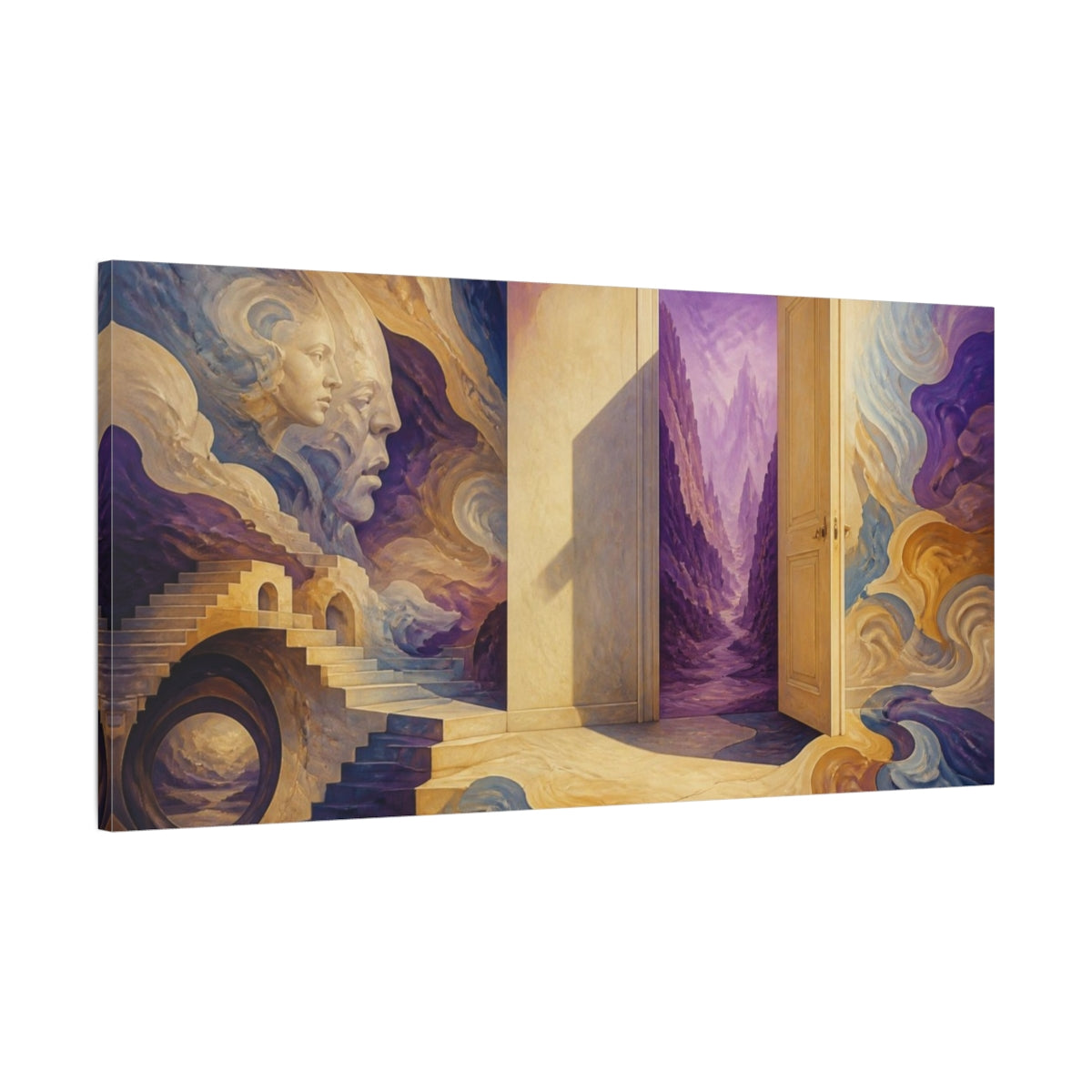 Main Mockup. Doorway Illusion To Violet Canyon shown as canvas print