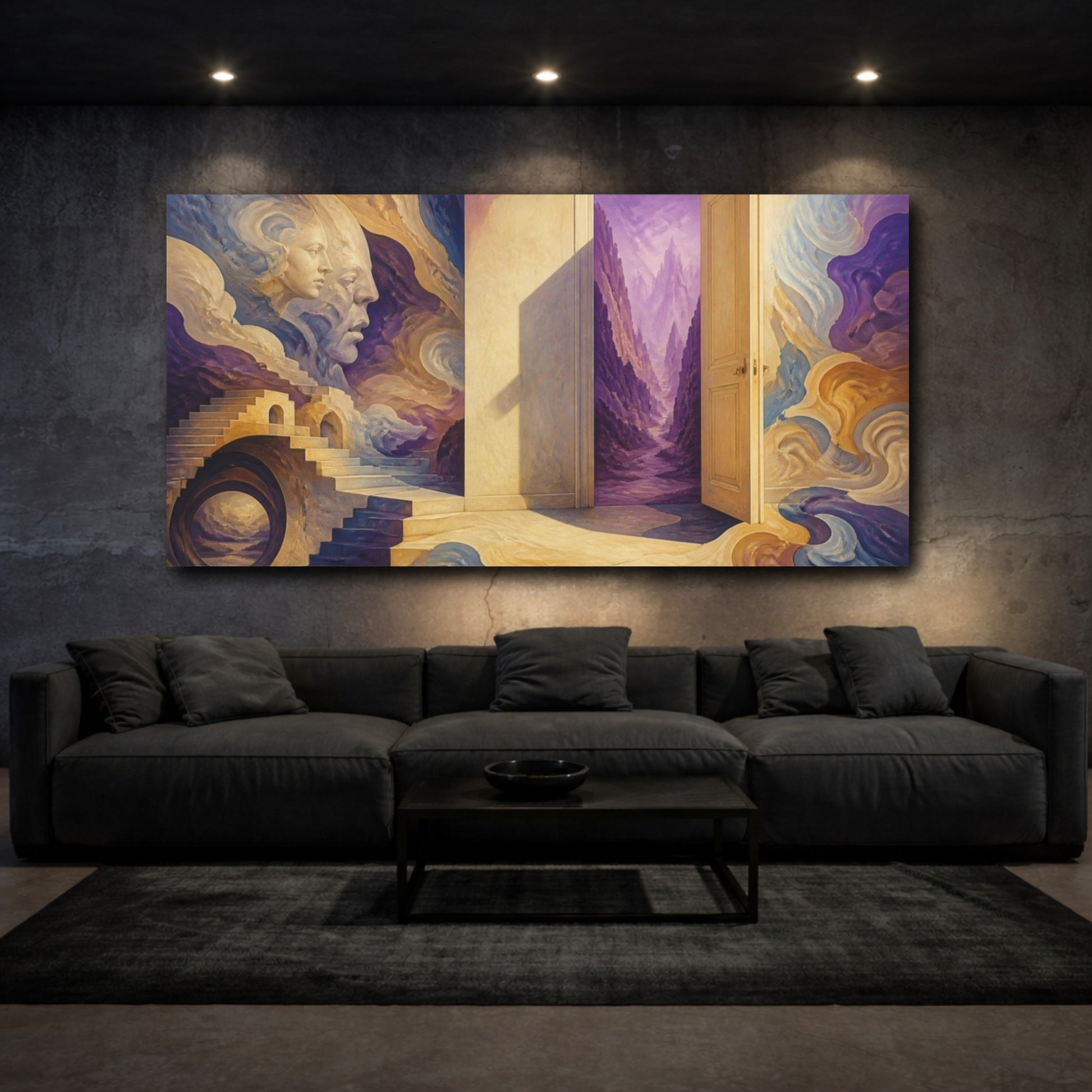 Mockup 3. Doorway Illusion To Violet Canyon shown as canvas print