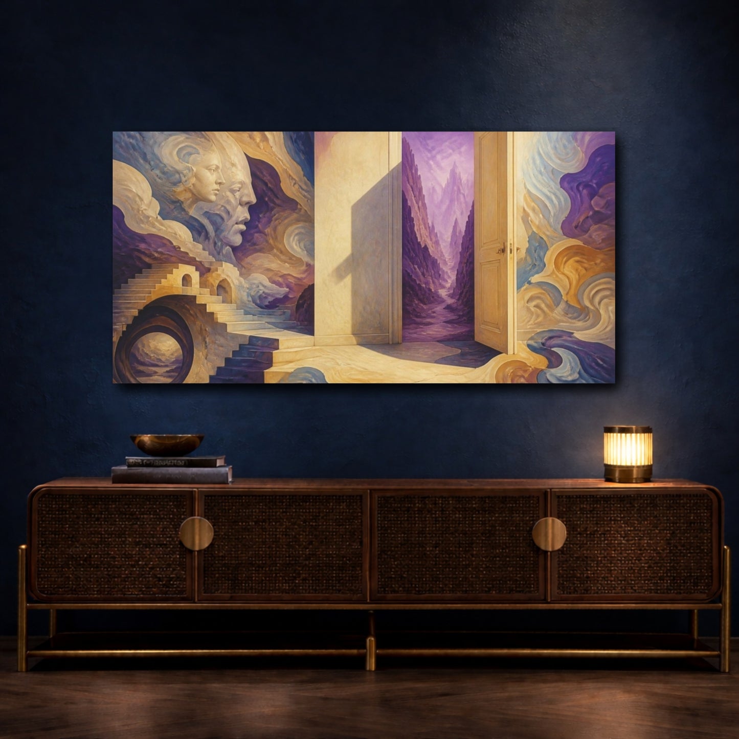 Mockup 4. Doorway Illusion To Violet Canyon shown as canvas print