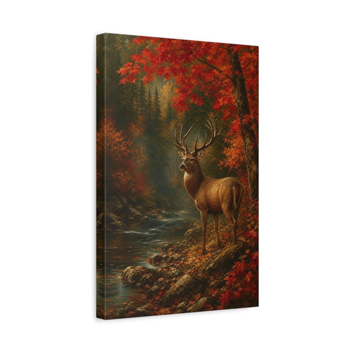 Dramatic Chiaroscuro Nature Painting Deer In Canvas Print – Realistic Decor for Living Room, Above Sofa - YesArtYes