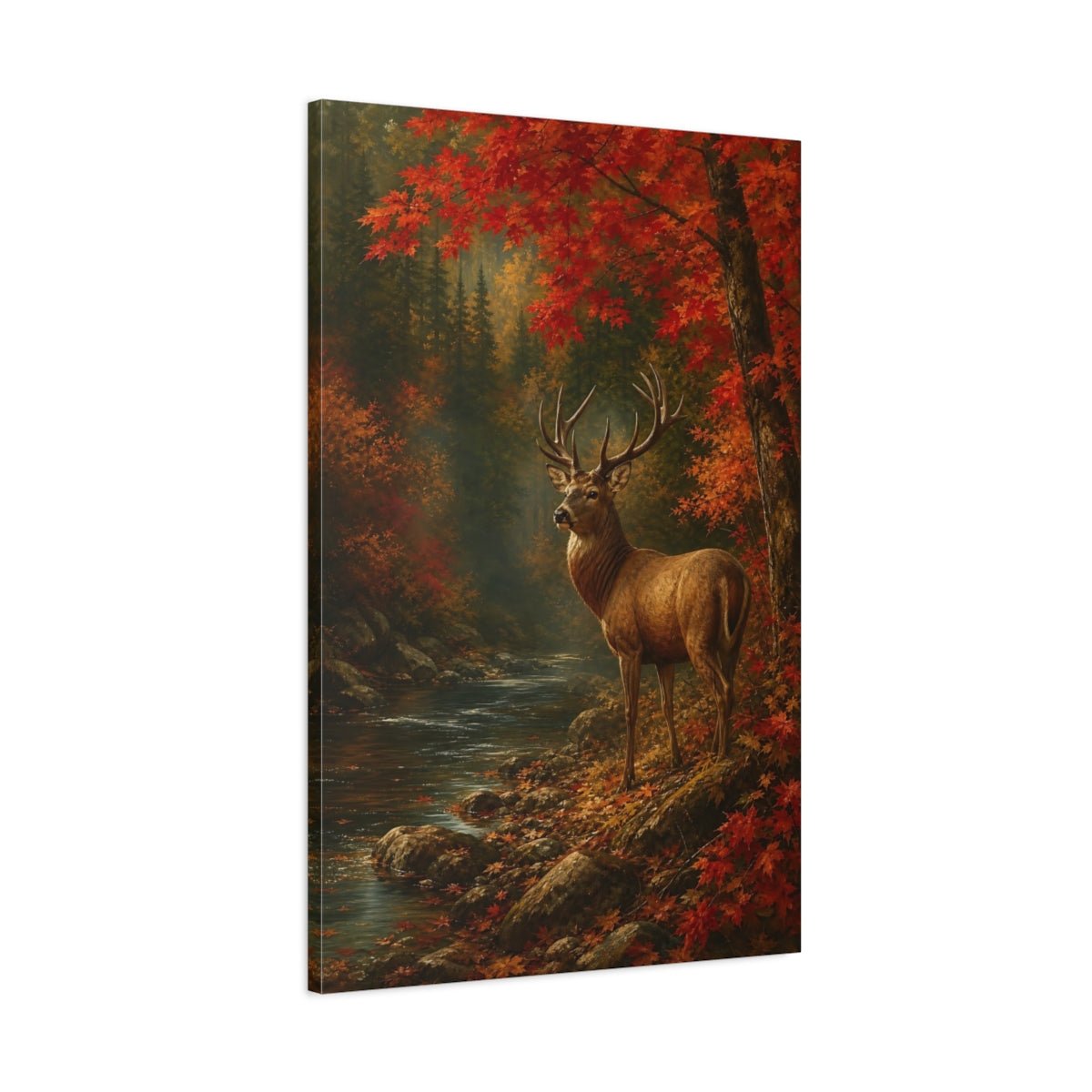 Dramatic Chiaroscuro Nature Painting Deer In Canvas Print – Realistic Decor for Living Room, Above Sofa - YesArtYes