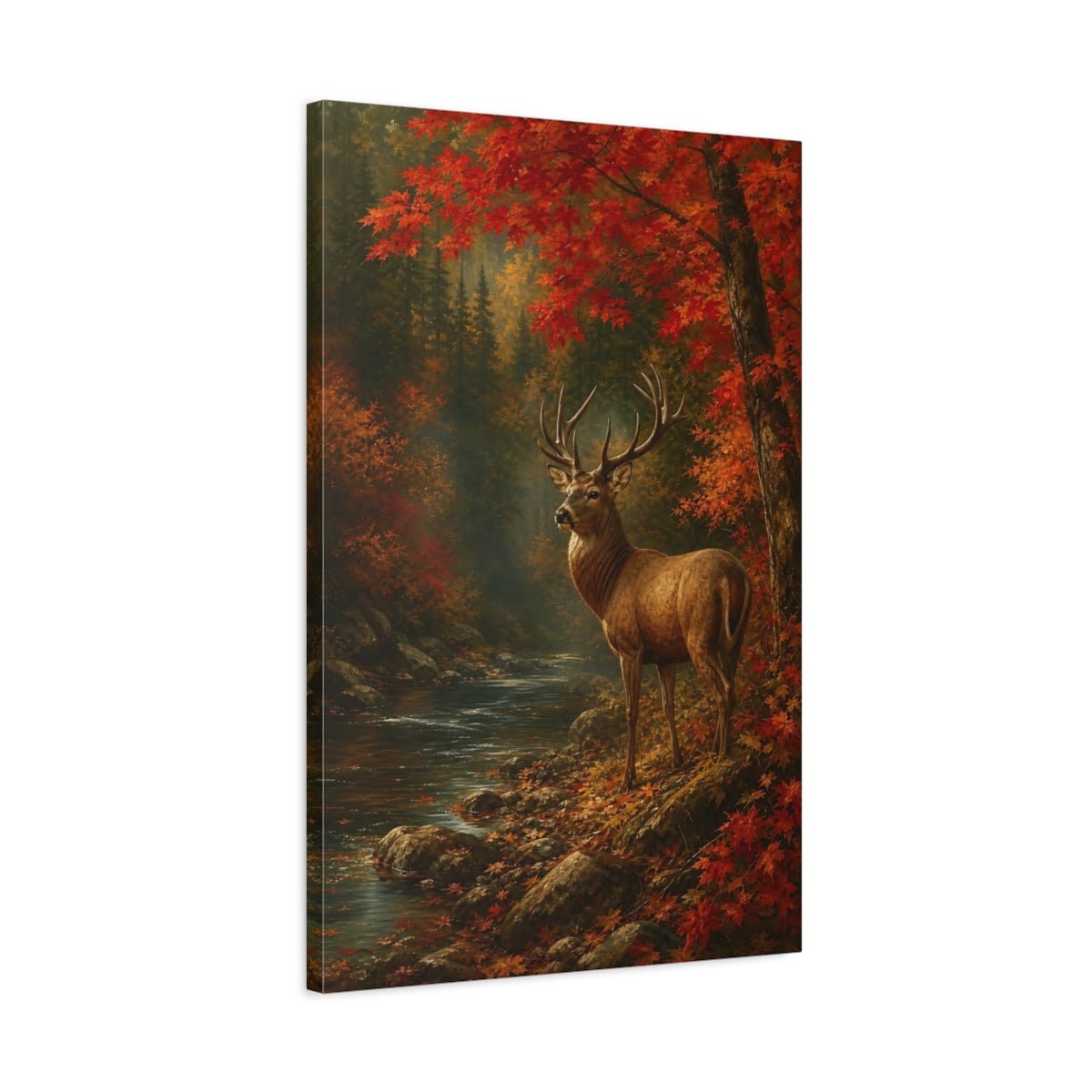 Dramatic Chiaroscuro Nature Painting Deer In Canvas Print – Realistic Decor for Living Room, Above Sofa - YesArtYes