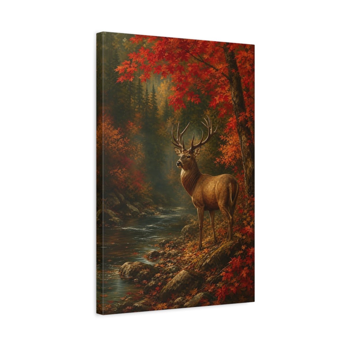 Dramatic Chiaroscuro Nature Painting Deer In Canvas Print – Realistic Decor for Living Room, Above Sofa - YesArtYes