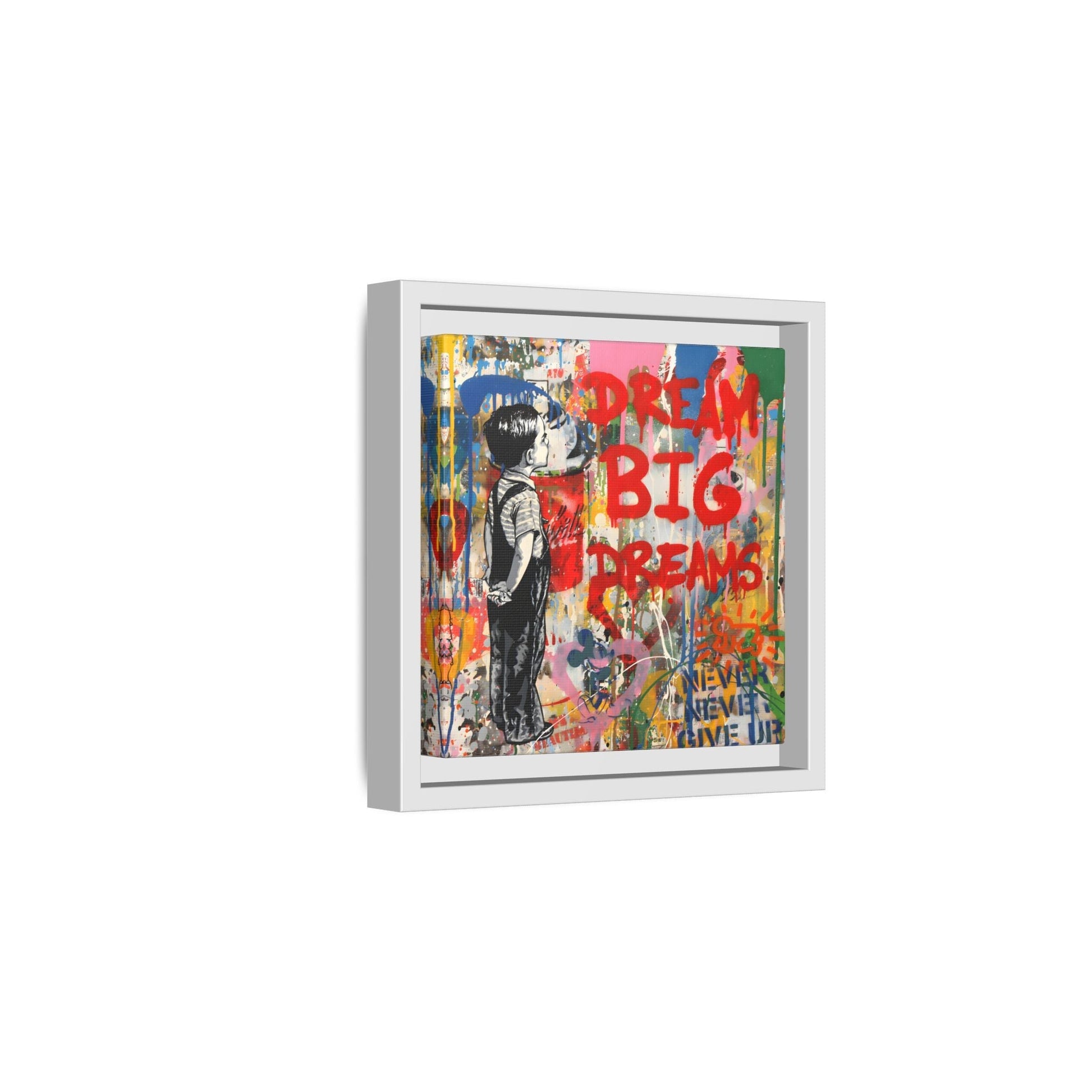 Dream Big Dreams Framed Canvas Graffiti Pop Art Wall Decor - YesArtYes