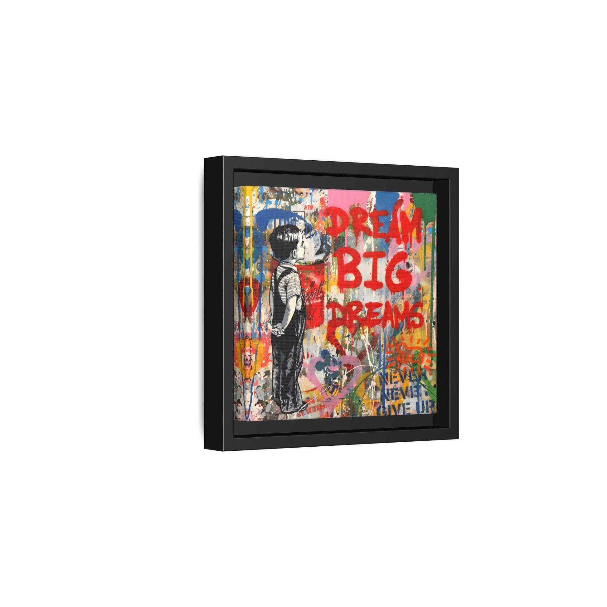 Dream Big Dreams Framed Canvas Graffiti Pop Art Wall Decor - YesArtYes